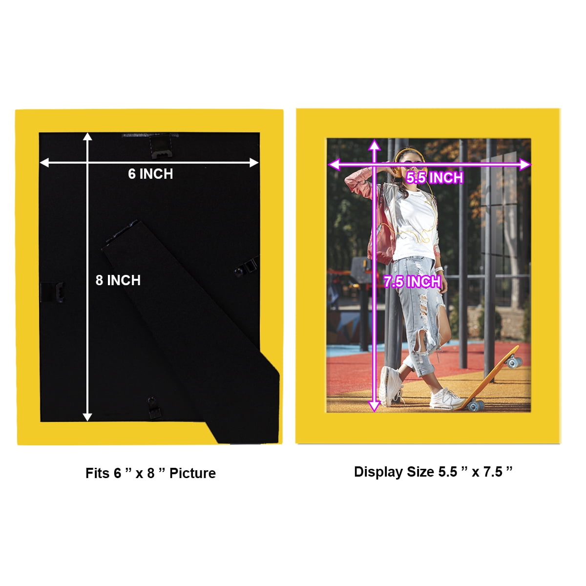 Modern Real Wood 6x8 inch Picture Frame in Yellow