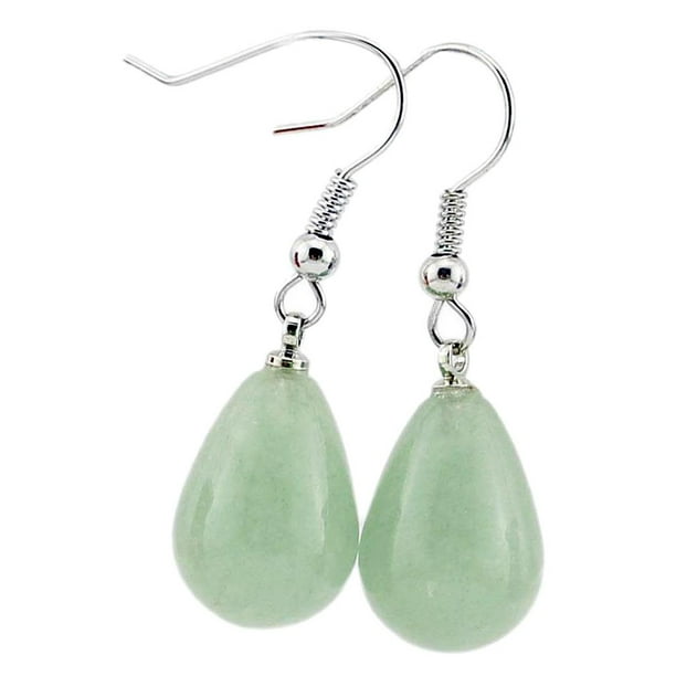 Pendientes colgantes Hugo Gemstone Teardrop Hook Vintage Verde Mujer Niña
