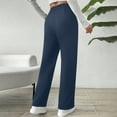 thumbnail image 5 of Women's Thermal Leggings Casual High-Waisted Wide Leg Warm Fall Winter Long Pants with Pocket Navy 2XL, 5 of 9