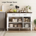 thumbnail image 4 of 48 Inches Buffet Cabinet with Storage, Farmhouse Sideboard Buffet w/2 Drawers and 3 Doors, Wood Coffee Bar Cabinet with Adjustable Shelves, Sideboard Storage for Kitchen, Living Room, Off White, 4 of 14