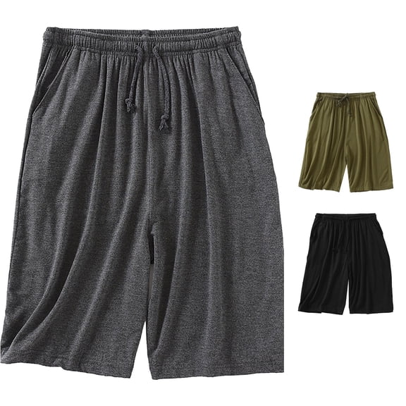 XDZJLR Big And Tall Pajama Shorts Men Casual Work Trousers Beach Baggy Shorts Pant With Pockets And Drawstring Sleepwear Pjs Men Sleep Shorts Dark Gray 5Xl