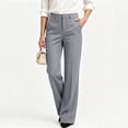 thumbnail image 4 of cocolona Womens High Waist Business Casual Dress Pants Elastic Waist Straight Wide Leg Commute Work Pants with Pockets, 4 of 5