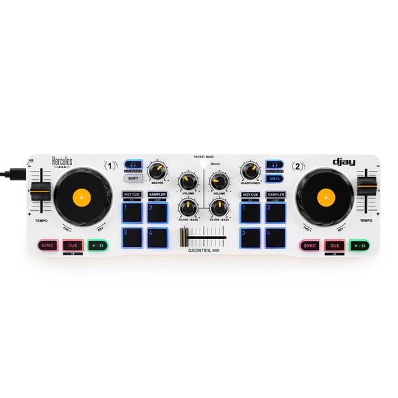 Hercules DJControl Mix Bluetooth Wireless DJ Controller for Smartphones (iOS and Android) djay App 2 Decks