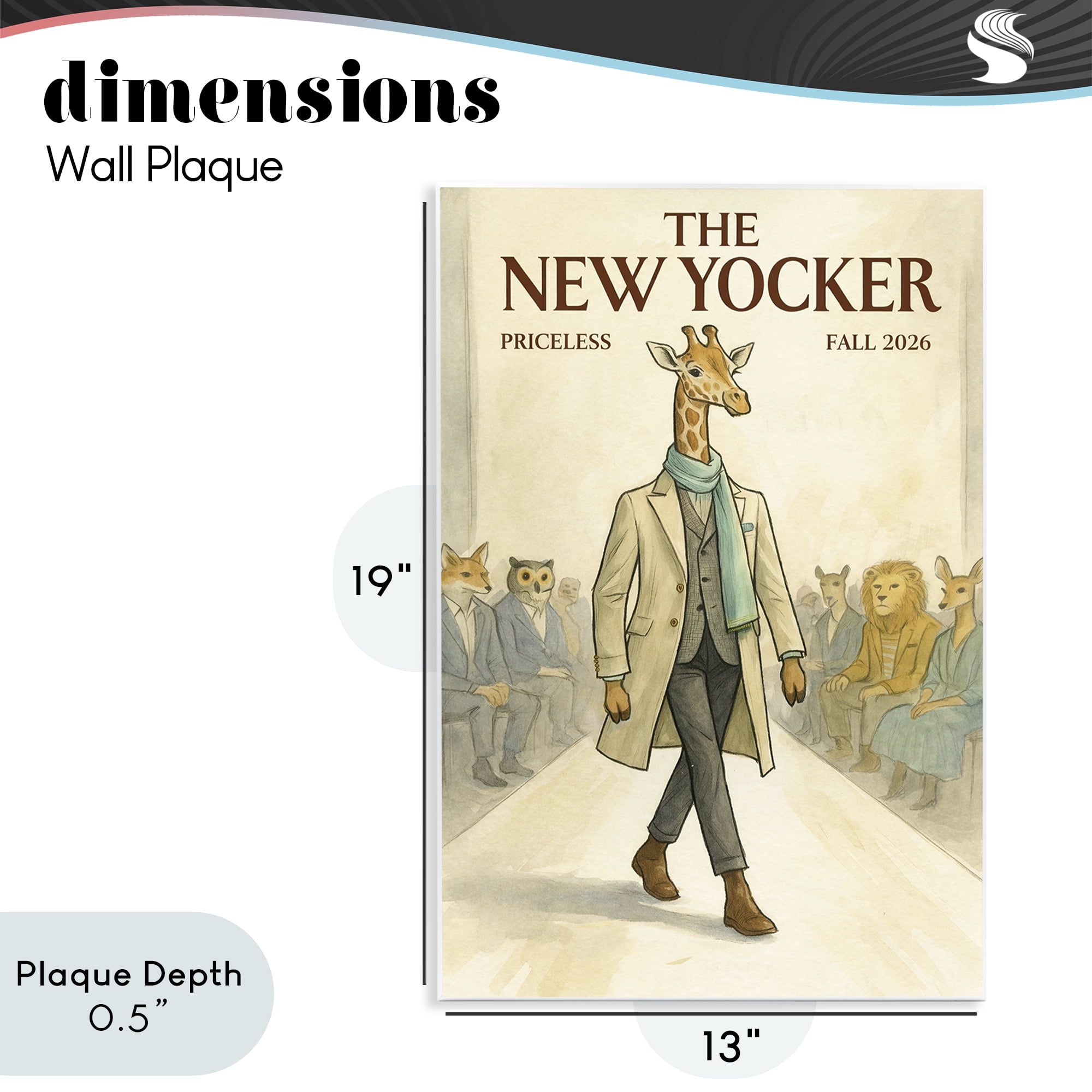 Stupell Industries New Yocker Giraffe Model Wall Plaque Art, design by Grotto Studios