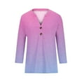 thumbnail image 4 of Enjoytime Blouse Tops for Women Gradient Color V Neck Button Down Blouses Lounge Baggy Tunics Business Work Pullover Women's Shirts Tops, 4 of 5