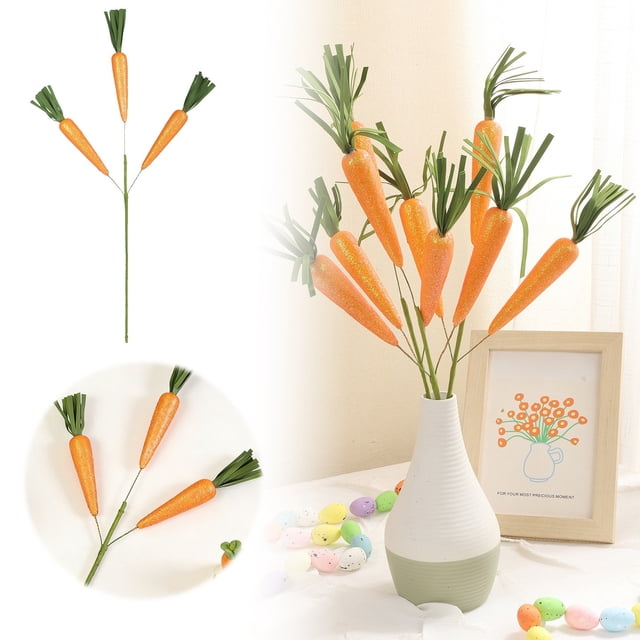zhangmingg Easter Carrot Floral Picks Spring Home Centerpiece for Table Party Arrangement