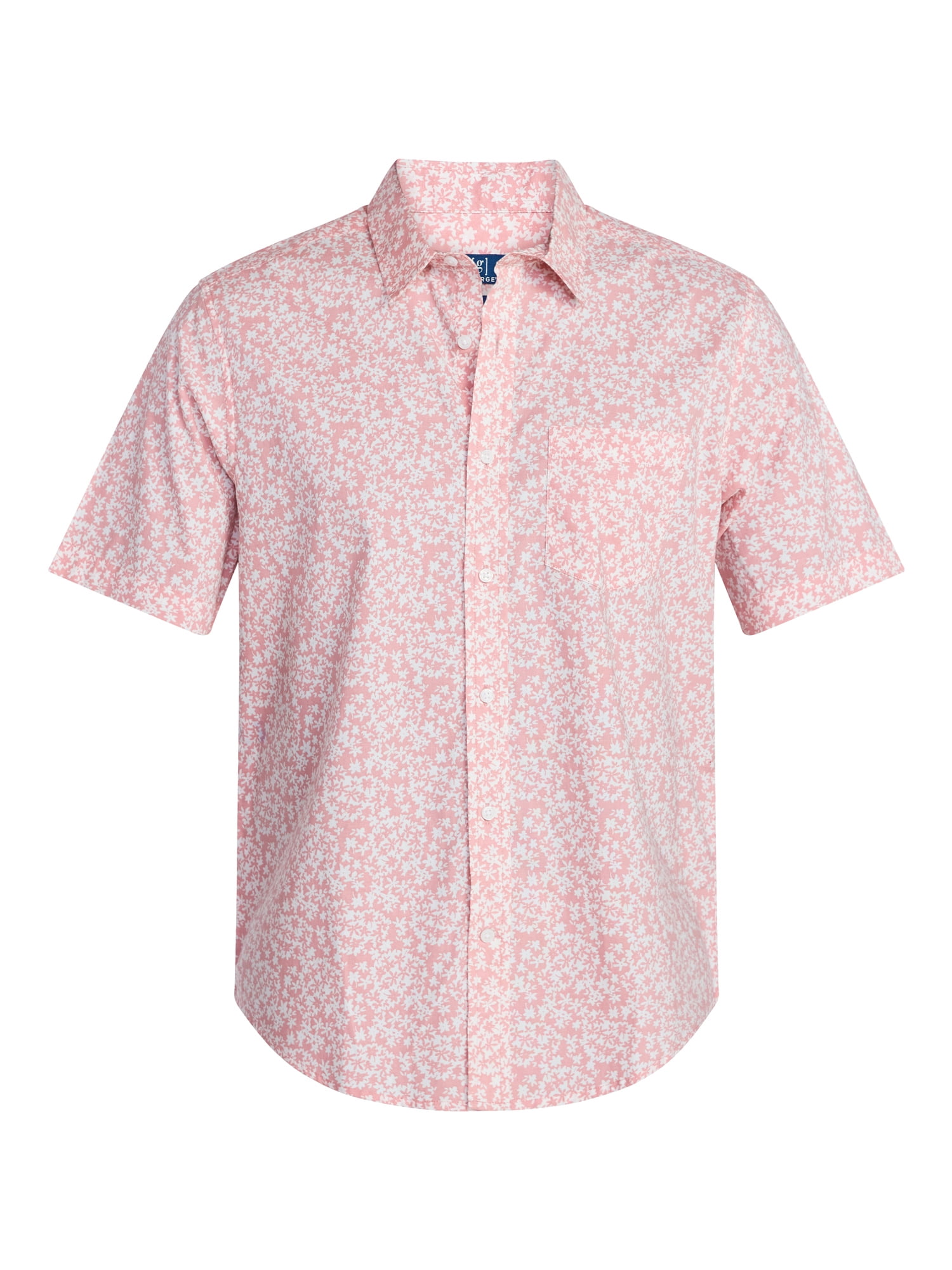 George Men's & Big Men's Modern Fit Poplin Button Up Shirt with Short Sleeves, Sizes XS-5XL