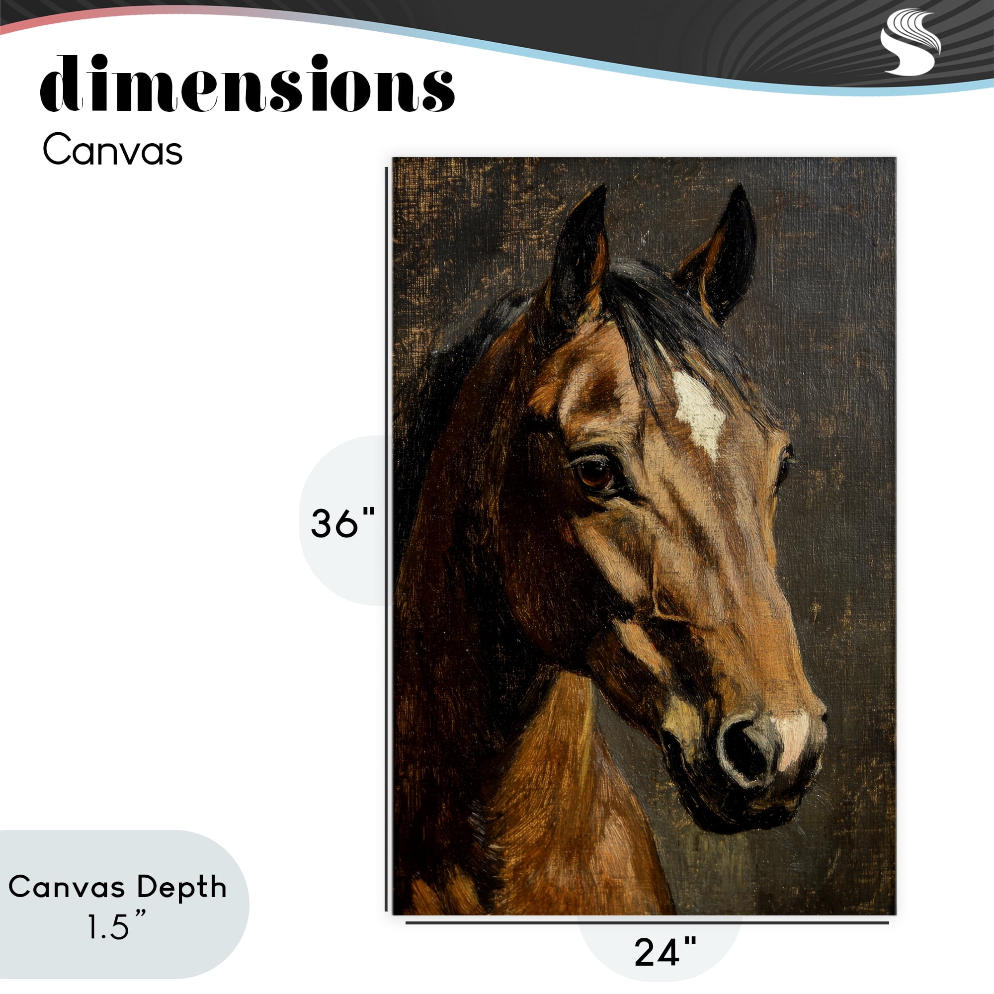 Stupell Industries Horse Portrait Study Canvas Wall Art, design by Petal Prints Design