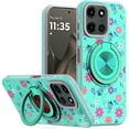 thumbnail image 2 of XPM for Motorola Moto G Power 5G 2025 Phone Case, Pattern Design Hybrid with Invisible Ring Stand & Magnetic Back, Shockproof Protective Grip Cover for Moto G Power 5G (2025) (Flower Bee Teal), 2 of 10