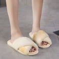 thumbnail image 4 of Mightlink 1 Pair Women Slippers Colorful Plush Non-slip Deodorant Anti Skid Keep Warm Winter Cross Fluffy Slippers for Home, 4 of 7