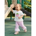 thumbnail image 4 of BemeyourBBs Kids Toddler Baby Girl Summer Clothes Little Girls Summer Strawberry Outfits Strawberry Embroidery Ruffle Short Sleeves T-Shirt and Elastic Plaid Flare Pants Set, 4 of 9