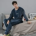 thumbnail image 3 of Flannel Pajamas Sets Winter Home Clothes For Women Men Sleepwear Couple, 3 of 7