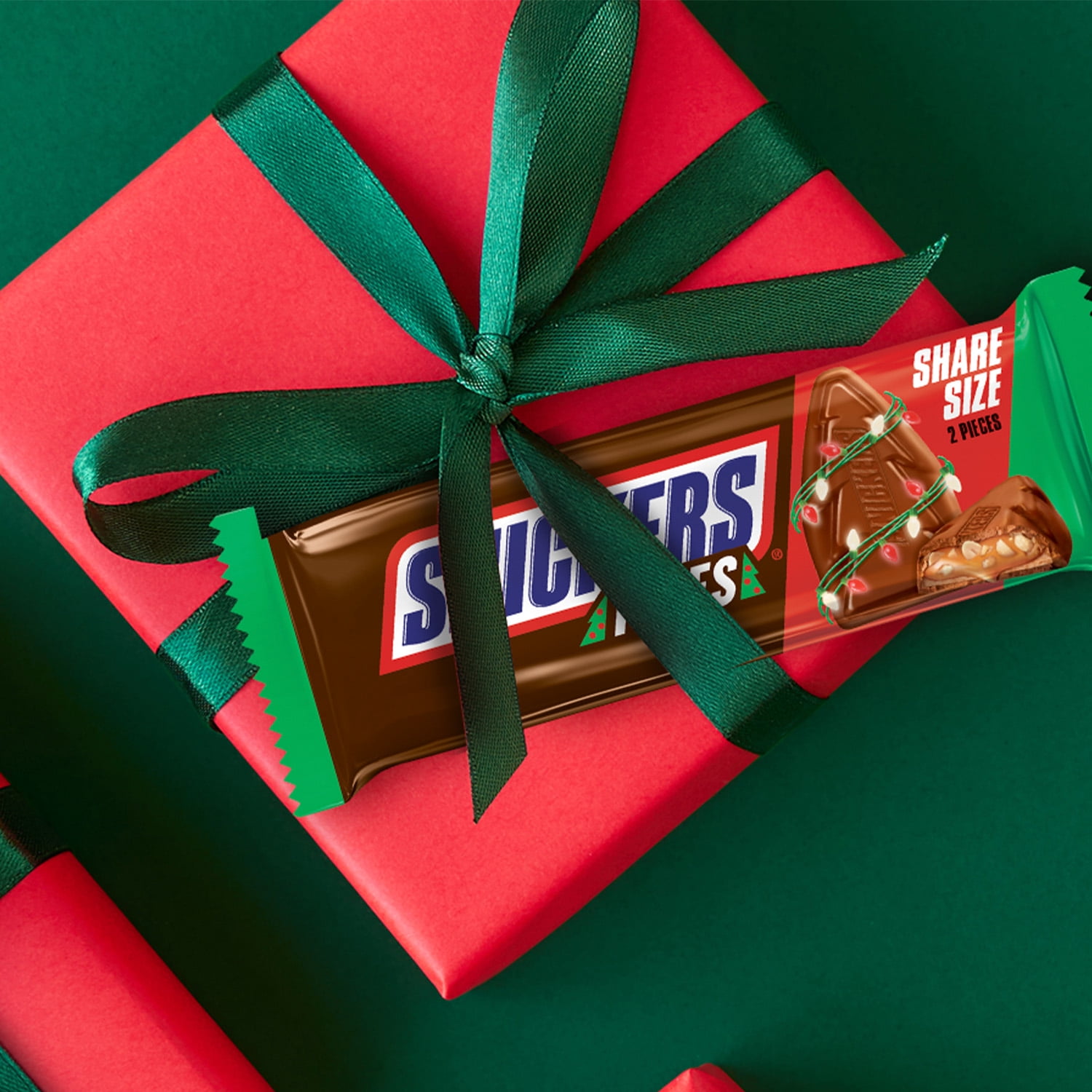 (2 pack) Snickers Trees Christmas Candy Chocolate Bars, Share Size - 2.2 oz pack