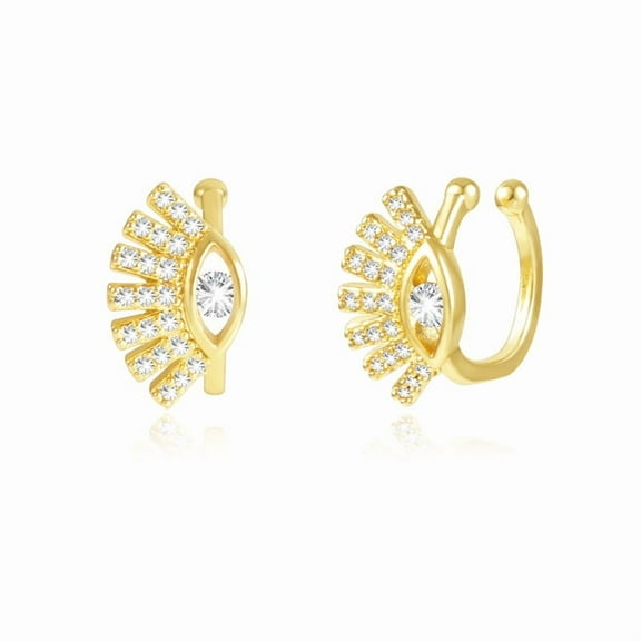 Alexcraft Cuff Earrings for Women Non Piercing 14K Gold Plated Cubic Zirconia Ear Cuffs Non Pierced Clip on Cartilage Earring