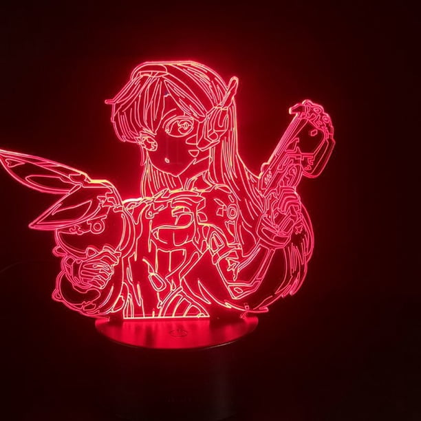 Luz nocturna LED 3D que cambia de color para Overwatch D Va para niños
