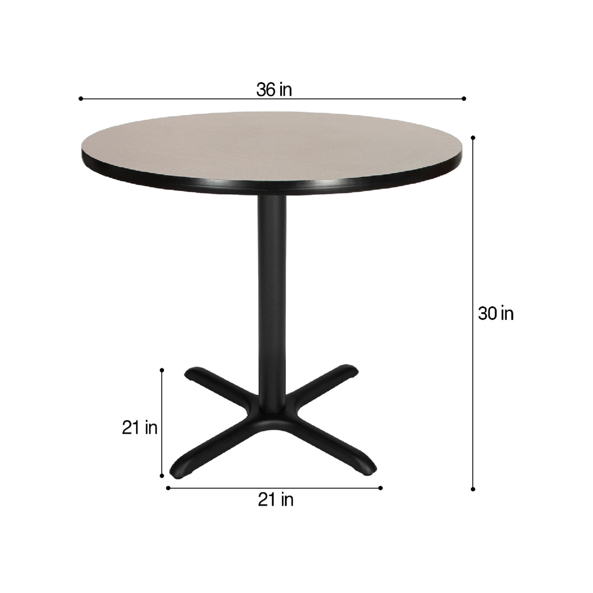 Hampden Furnishings Bennet Collection Steel Frame 36" Round Top, X Base, 30" Height Cafe Table, Black Frame/Grey Nebula Top