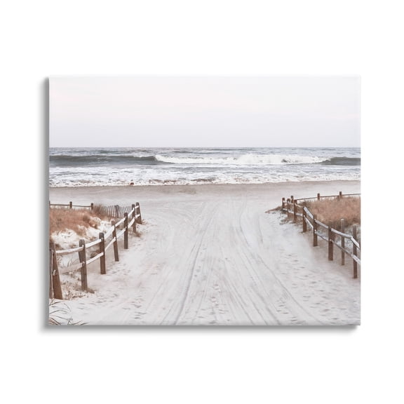 Stupell Industries Beach Waves Splashing Shoreline Foggy Horizon Sand, 20 x 16, Design by Natalie Carpentieri