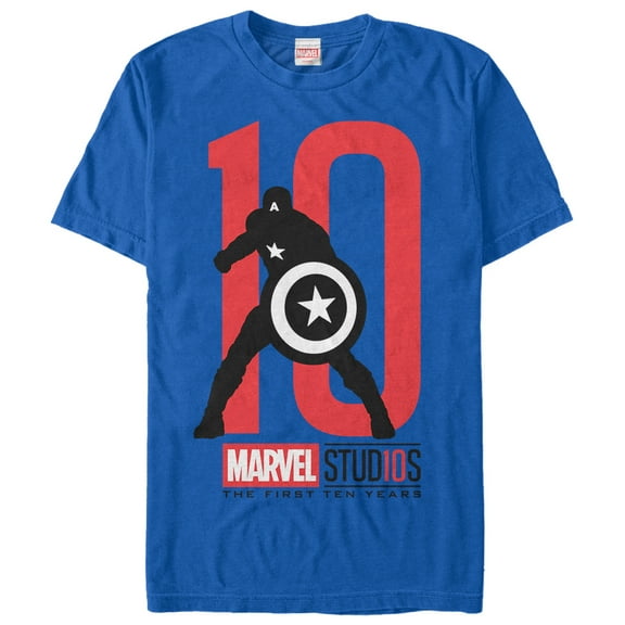 Men's Marvel 10 Anniversary Captain America  Graphic Tee Royal Blue 2X Large