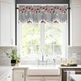 thumbnail image 3 of Christmas Kitchen Curtains and Valances Set, Rod Pocket Curtains Tier Farmhouse Window Curtains 24 Inch Length, Winter Snowflake Xmas Red Ball Stripes Grey 3 Piece Kitchen Curtains Set, 3 of 6