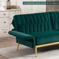 thumbnail image 5 of TTGIEET Velvet Convertible Futon Sofa Bed with Golden Metal Legs, 70" Tufted Loveseat Couch Sleeper Futon Sofa with Adjustable Armrests for Home Living Room Bedroom (Green), 5 of 8