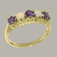 thumbnail image 2 of LBG British Made 9k Yellow Gold Natural Amethyst & Opal Womens Promise Ring - 33 size options - Size 4.5, 2 of 7