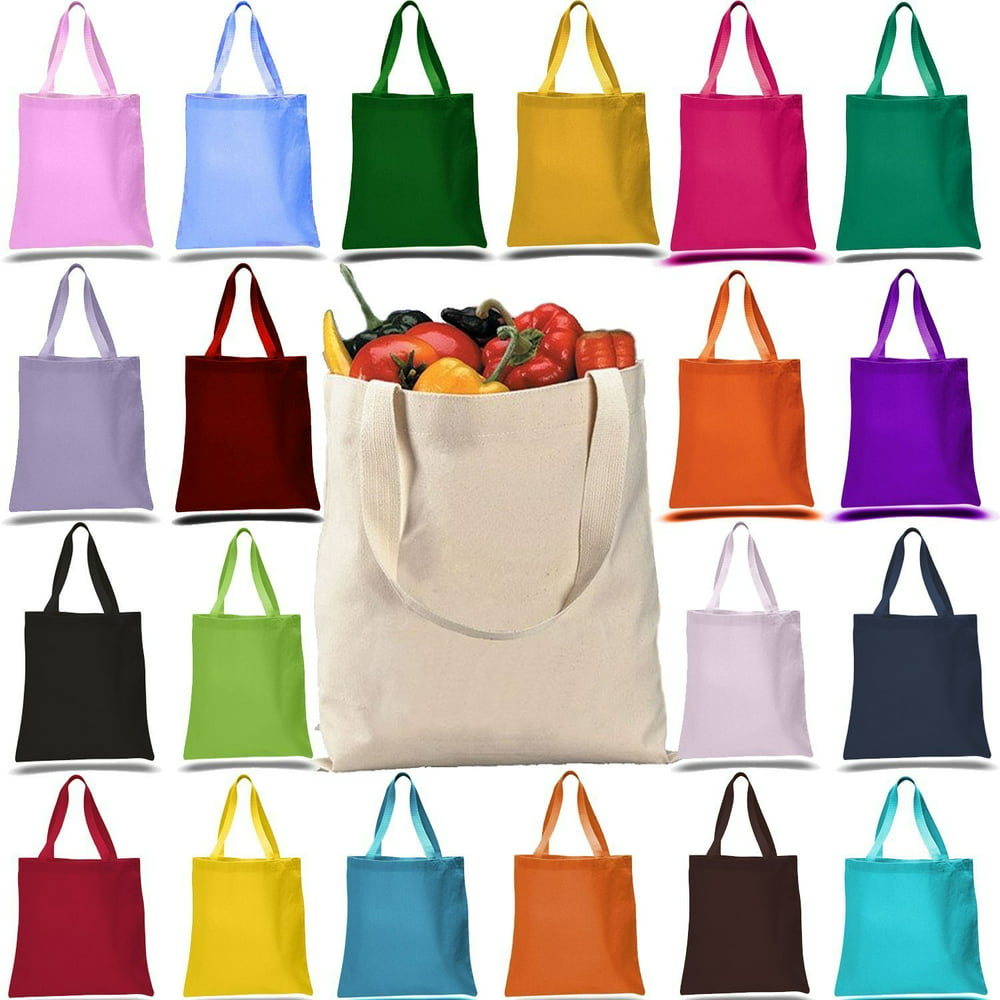 Promotional Heavy Canvas Reusable Grocery Tote Bag (PACK OF 12, MIX ...