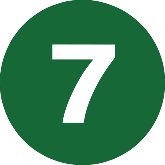 SSBM 2" Circle "7" Dark Green Number Labels 500 Labels per Roll