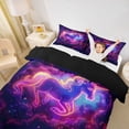 thumbnail image 3 of Metsweet Galaxy Unicorn Twin Duvet Cover, Gradient Universe Nebula Twin Bedding, Purple Blue,Black Reversible,2pcs,1 Duvet Cover and 1 Pillowcase, 3 of 6