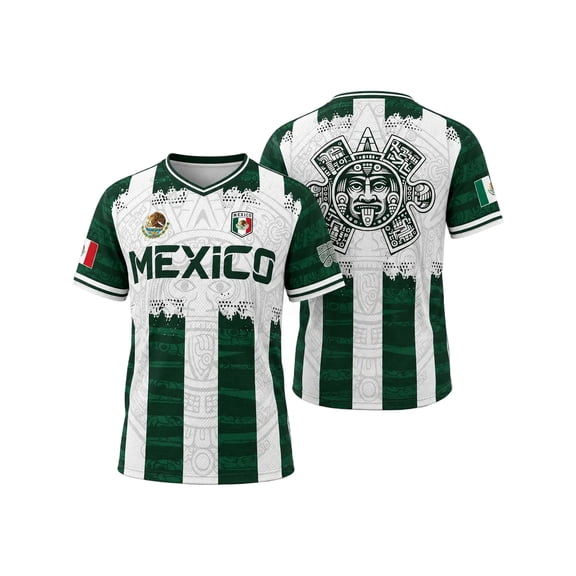 2026 Mexico Soccer Jersey for Men, V Neck Short Sleeve Breathable Football Fan T Shirt