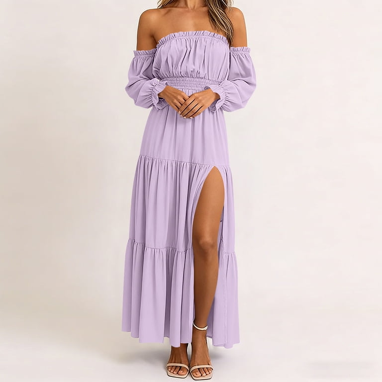 purple hippy dress Vintage 1960s Boho Purple Flower Print Dress - Maxi - Long Sleeves - High  Neck - Xs