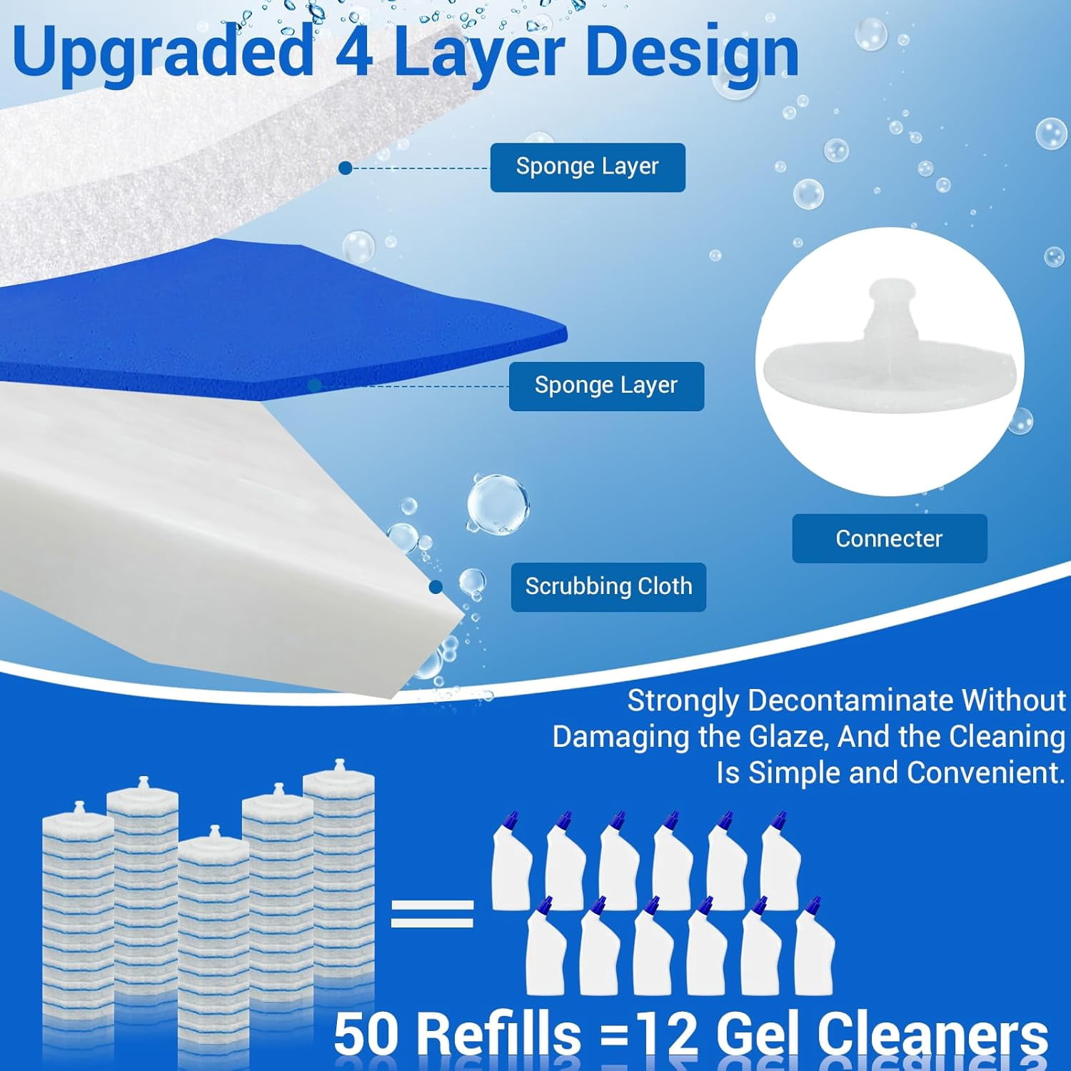 100Pack Toilet Wand Refills, Disposable Toilet Brush Refills Compatible with Clorox, Toilet Cleaner Refill Pads, Toilet Wand Refills, Toilet Brush Replacement Head