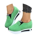 thumbnail image 3 of Platform Loafers for Women Suede Slip on Walking Shoes Fashion Hidden Wedge Sneakers Casual Driving Shoes Green Size 7, 3 of 9