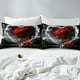 thumbnail image 5 of Rosa funda nórdica flores románticas Queen Juegos de cama, amor corazones edredón, 5 of 7