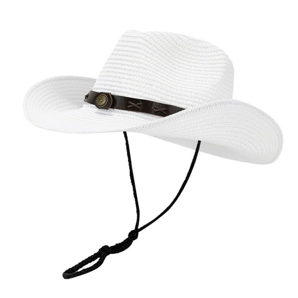 Fgnfyis Summer Outdoor Casual Holiday Panama Style Shade Straw Hat Sun Hat Beach Hats for Women White