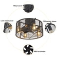 thumbnail image 5 of 5-Blade House Ceiling Fan with Light and Rmote Control, 18 inch Metal Matte Black Cage Flush Mount Chandelier Ceiling Fan, 5 of 8