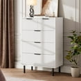 thumbnail image 4 of Wave Fluted 5 Drawer Dresser for Bedroom, Tall Dressers Chest of Drawers, Wide Wood Storage Dresser Organizer with Deep Space for Nursery Bedroom Living Room Hallway Closet, White, 4 of 7