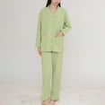 thumbnail image 2 of XuJwPNcy Pajama Sets for Women Two Piece Sleepwear Casual Lapel Long Sleeve Top and Pants Button Loungewear Sets with Pockets, 2 of 7