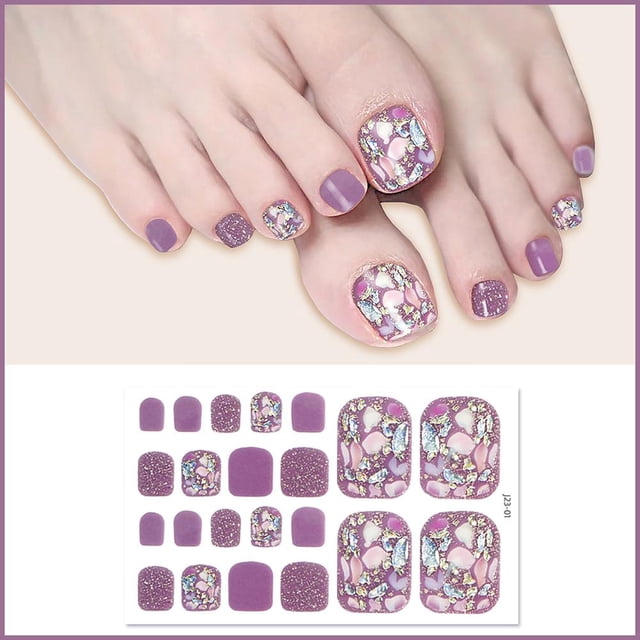 22Pcs/Sheet Removable Toe Nail Fake Nail Art Fake Nails French Nails Nail Mani Press Set