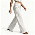 thumbnail image 5 of Guieoi Palazzo Pants for Women Casual Versatile Drawstring Button-Front Straight-Leg Summer Work Trousers White XL, 5 of 6