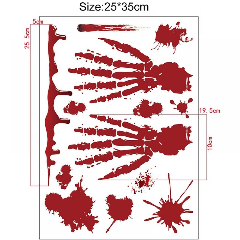 136Pcs Handprint Footprint Bloody Floor Clings Halloween Bloody Decorations Stickers Kids 14 Sheets Vampire Zombie Fake Blood Party Supplies Decoration for Adult