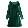 thumbnail image 3 of FYMNSI Mommy and Me Christmas Outfit Square Neck Velvet Dresses Holiday Party Family Matching Dress Dark Green (Baby 12-18 Months), 3 of 8