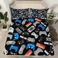 thumbnail image 2 of jejeloiu Game Twin Sheet Sets,Colorful Gamepad Controller Twin Fitted Sheet,Player Gaming Flat Sheet For Boy,Microfiber Room Decor,3 Pieces, 2 of 7