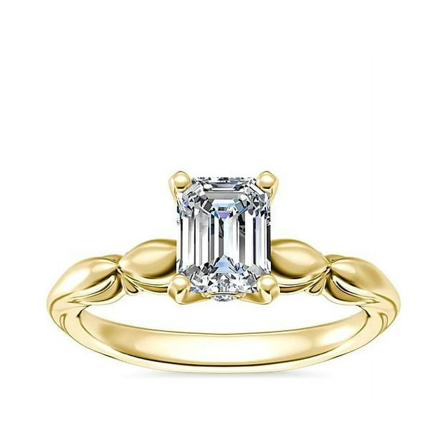 Bague Merveilleuse Solitaire en Véritable Diamond Taille Émeraude de 1,15 Ct pour Femmes en Or Jaune Massif 18K Taille 10,5