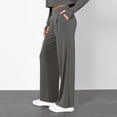 thumbnail image 4 of GZWYHT Wide Leg Pants,Palazzo Pants,Womens Dress Pants Wide Leg Work Business Casual Trousers Flowy High Elastic Waisted Pants With Pockets,Pants for Women,Flare Leggings,Flare Pants,Grey,XL, 4 of 6