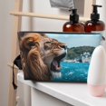 thumbnail image 5 of Toiletry Bag, Ice Blue Coastal Lion Leather Waterproof Travel Makeup Cosmetic Bag Organizer, Large Capacity Toiletry Bag for Travel Size Toiletries, Skin Care Bag for Women, 5 of 8