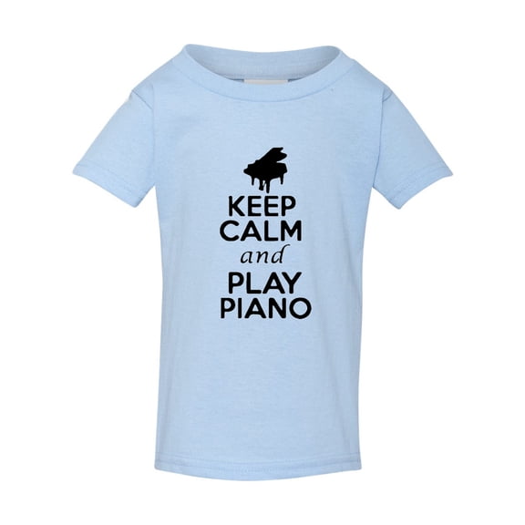 Keep Calm and Play Piano Pianist Musician Music Lover Toddler Kids T-Shirt Tee
