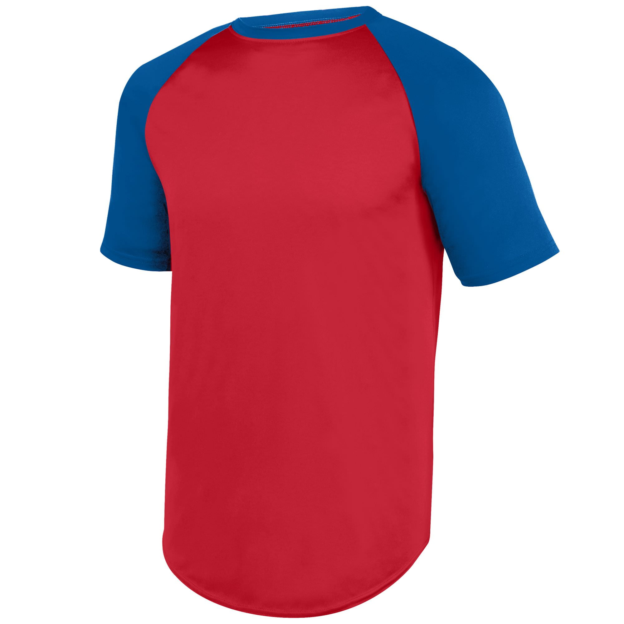 red and blue baseball jerseys