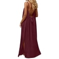 thumbnail image 7 of longantii Women Maxi Dress Casual Sleeveless Backless Cami Dress Spaghetti Strap Summer Beach Vacation Loose Flowy Long Sundress Wine S, 7 of 7