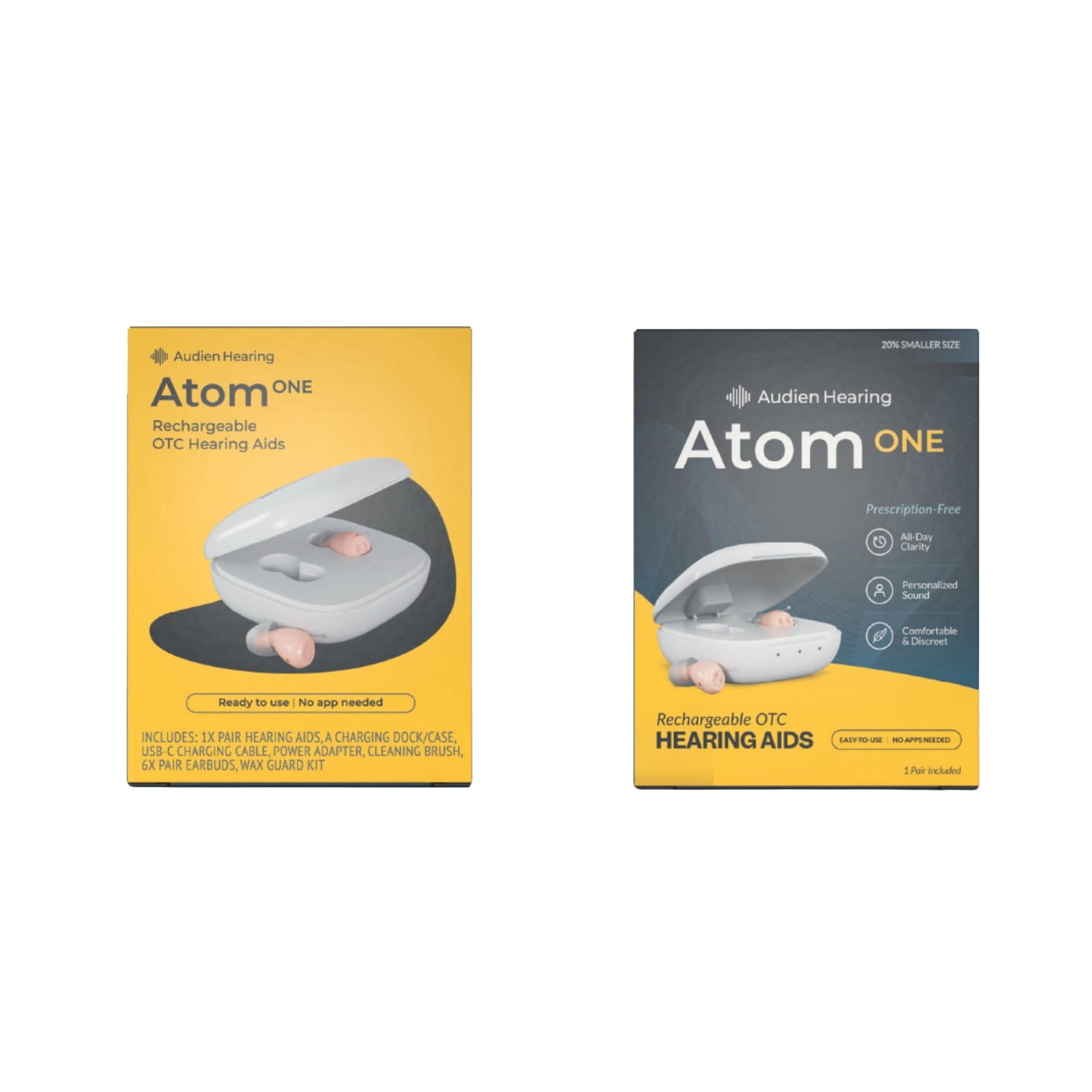 Free Shipping! Audien Hearing Atom One Rechargeable OTC In-the-Ear
