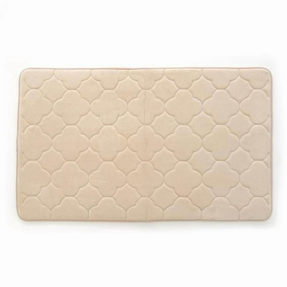 24 x 40 in. Embroidered Memory Foam Bath Mat - Tapioca